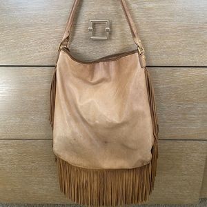 Tory Burch fringe handbag boho well loved as -is, soft leather